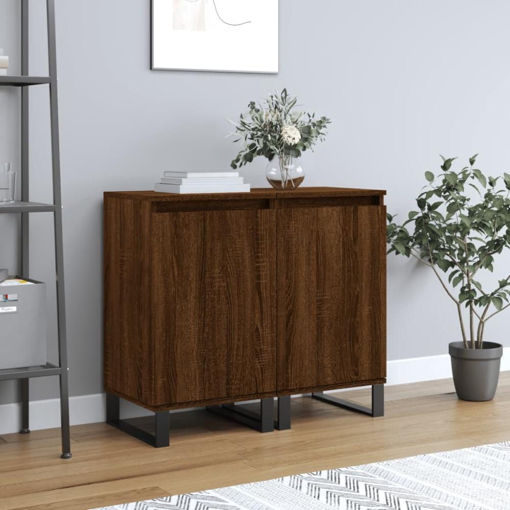 vidaXL Sideboards 2 Stk. Braun Eichen-Optik 40x35x70 cm Holzwerkstoff 831083 Bild 1