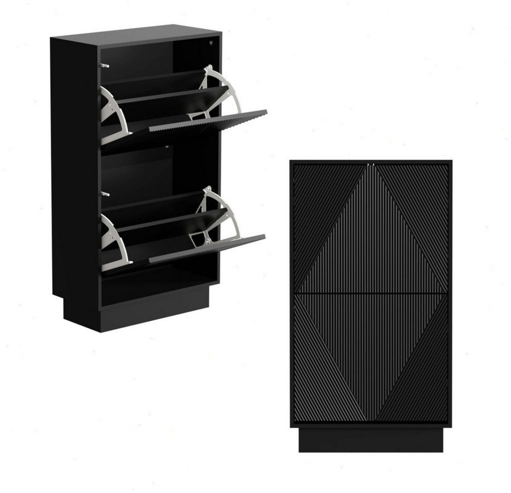 UEV Schuhschrank mit 2 Klappen, Schuhregal Schukipper schmal (Schuhkommode,Anti-Kipp-Vorrichtung für Eingangsbereich, (Modern Schuhaufbewahrung mit Oberplatte Platzsparend) Trennwände verstellbar und abnehmbar für verschiedene Schuhtypen Bild 1