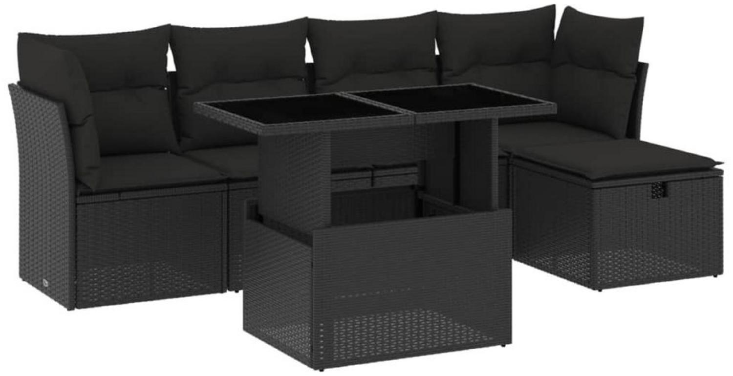 6-tlg. Garten-Sofagarnitur mit Kissen Schwarz Poly Rattan 3274635 Bild 1