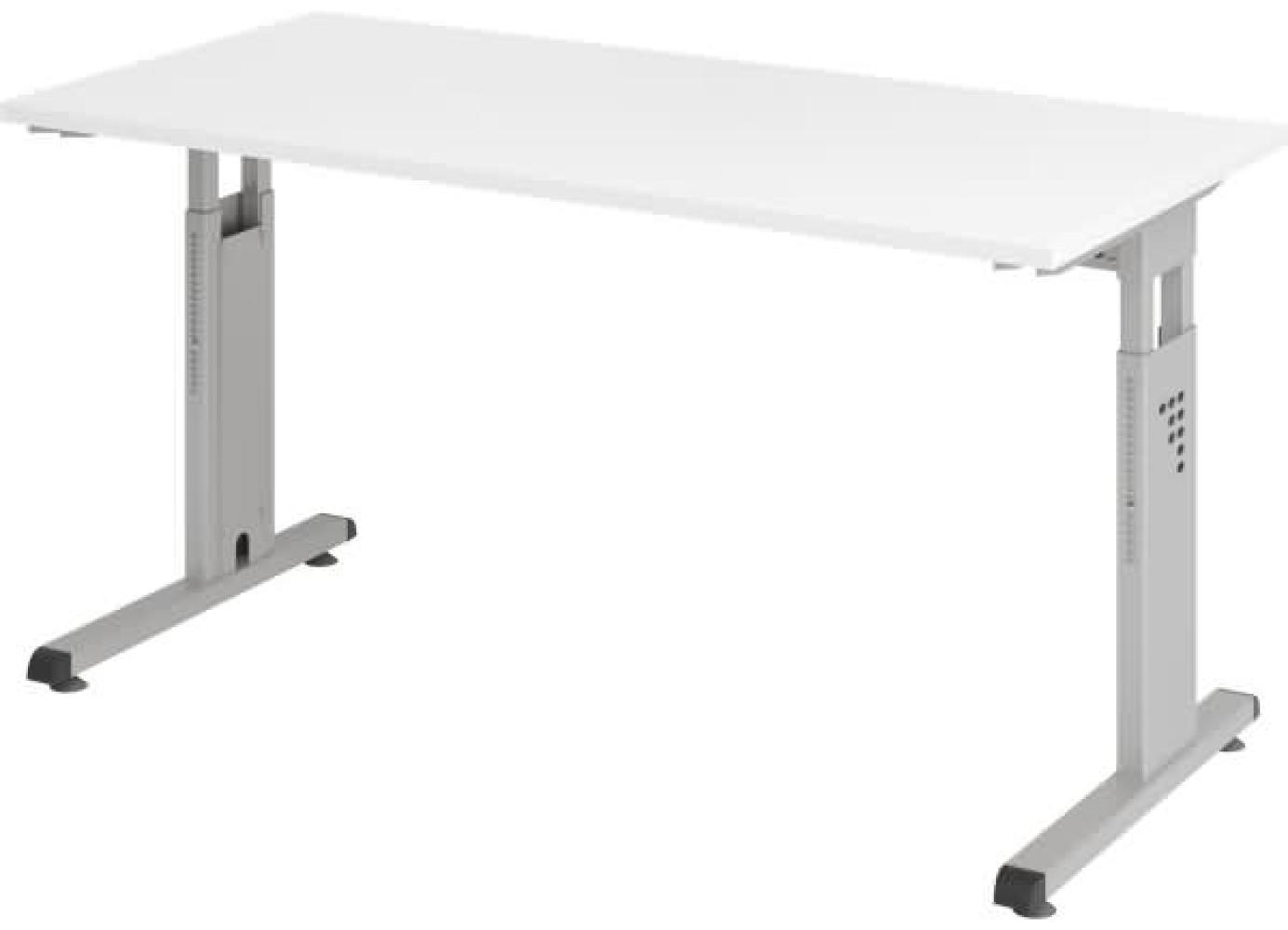 Schreibtisch C-Fuß 140x67cm Weiß/Silber Bild 1