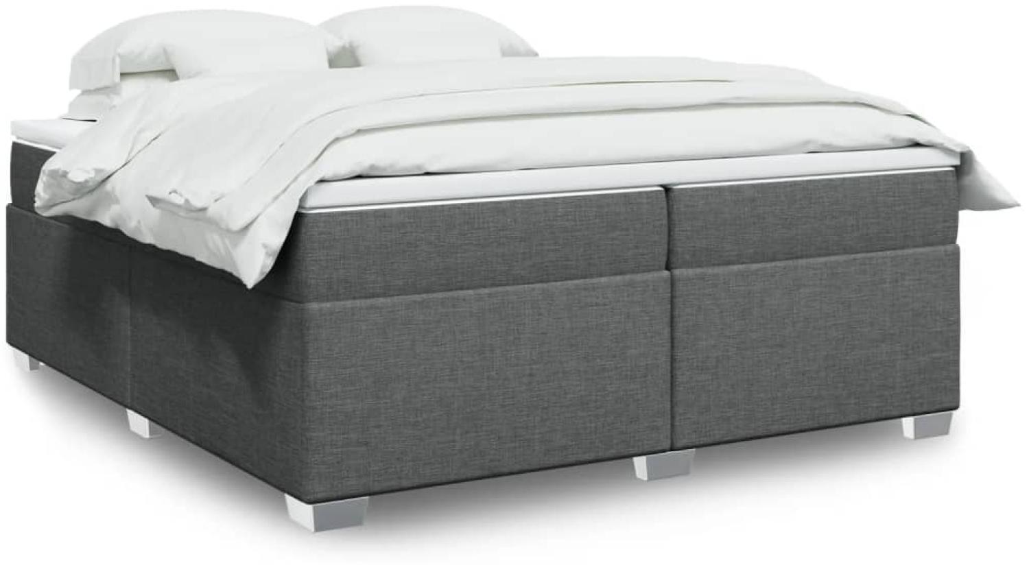 vidaXL Boxspringbett mit Matratze Dunkelgrau 200x200 cm Stoff 3285159 Bild 1