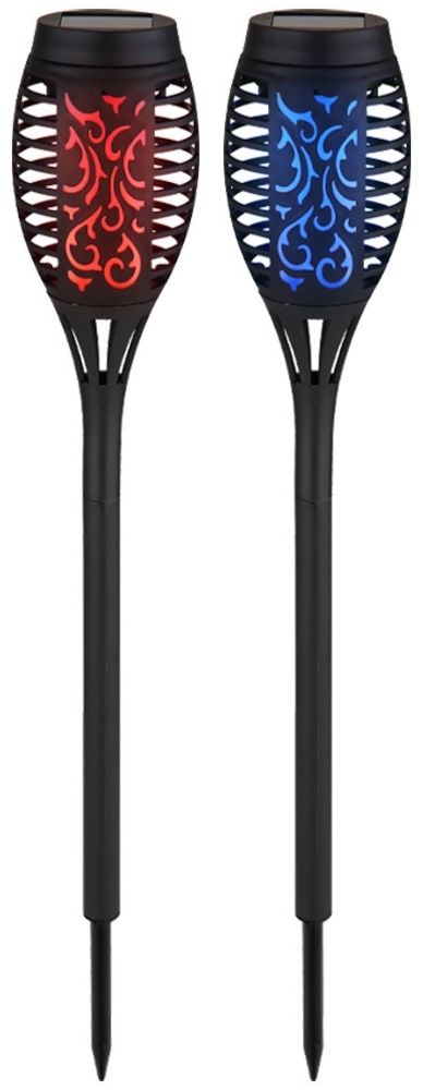 2er Set RGB LED Solar-Steckleuchte, Feuer-Effekt, H 50,5 cm Bild 1