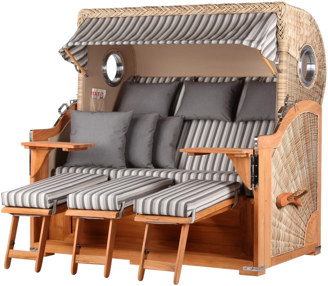 Strandkorb - bene living - Königssee Dreisitzer Teak Bullauge - PE shell - Modell 545 - inkl. Liftersystem Bild 1