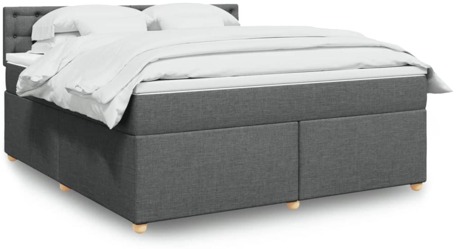 vidaXL Boxspringbett mit Matratze Dunkelgrau 180x200 cm Stoff 3289074 Bild 1