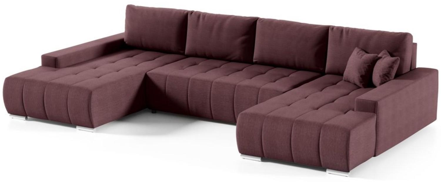 Wohnlandschaft Sofa mit Schlaffunktion VOGAR Stoff Aulla Dunkelviolett Bild 1