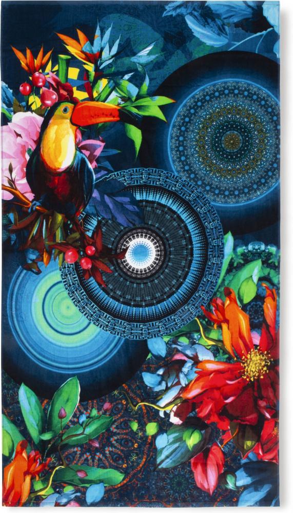 Velours Strandtuch CAILANI, Motiv: Mandala Tukan, 100 x 180 cm Bild 1