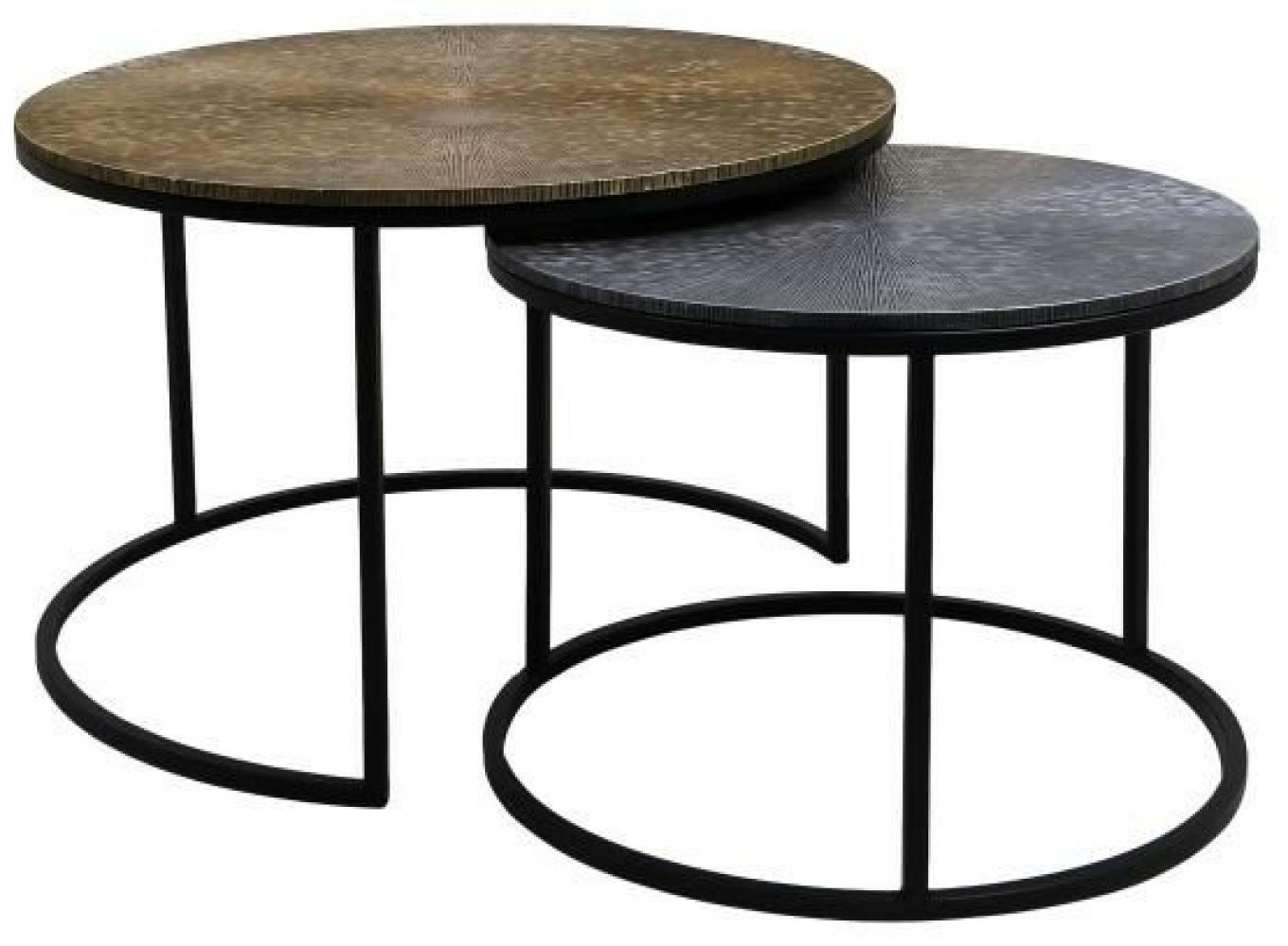 HSM COLLECTION Fletcher Couchtisch Set - Rund - Aluminium / Eisen - (2er-Set) Bild 1