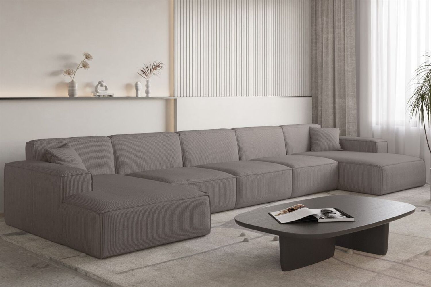 Wohnlandschaft Sofa U-Form CELES PREMIUM XL in Stoff Scala Taupe Bild 1