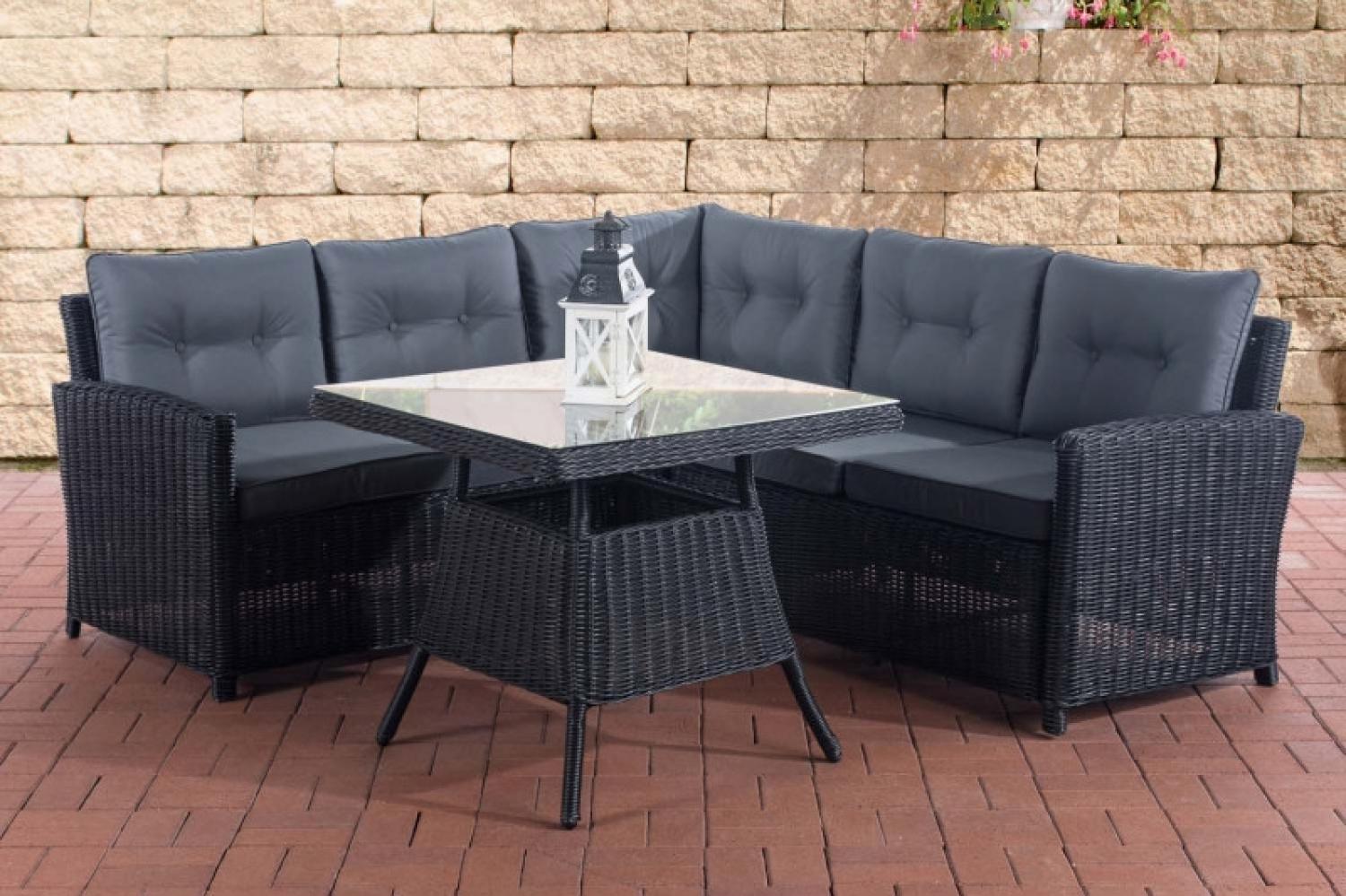 Eckgarnitur Sierra Rundrattan eisengrau, schwarz Bild 1