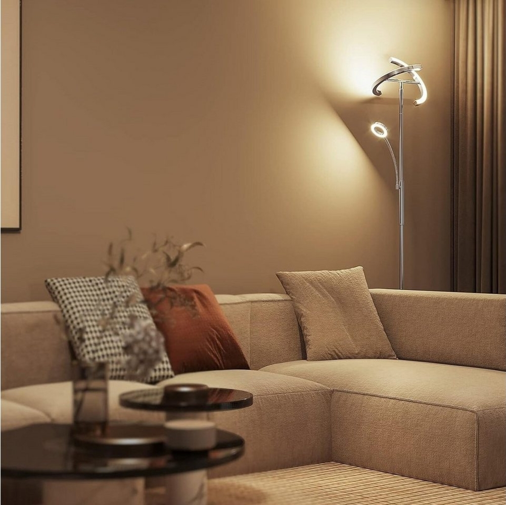 ANTENLICHT LED Stehlampe dimmbar mit Leselampe, 20W+7W, Fernbedienung, Flexibler Schwanenhals, Touchbedienung, Farbtemperatur (3000-6000K) Bild 1