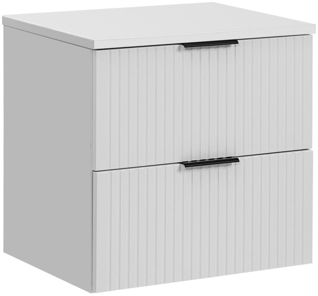 Waschtischunterschrank 60 cm in weiß matt mit gerillter Front, 2 Softclose-Auszüge, ADELAIDE-56-WHITE Bild 1