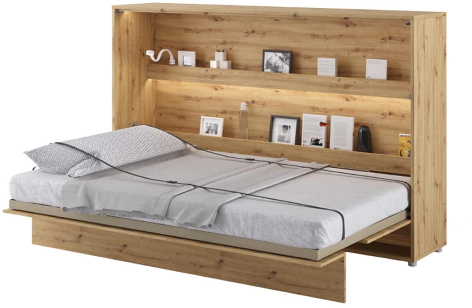 MEBLINI Schrankbett Bed Concept - BC-05 - 120x200cm Horizontal - Artisan Eiche - Wandbett mit Lattenrost - Klappbett mit Schrank - Wandklappbett - Murphy Bed - Bettschrank Bild 1