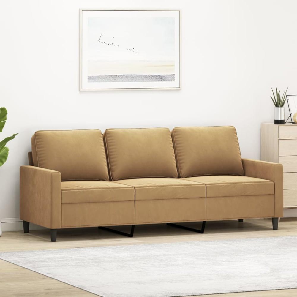 vidaXL 3-Sitzer-Sofa Braun 180 cm Samt 359216 Bild 1