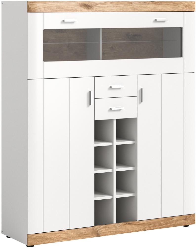 Barschrank >Laredo< in weiß/weiß matt - 117x140x37,5cm (BxHxT) Bild 1