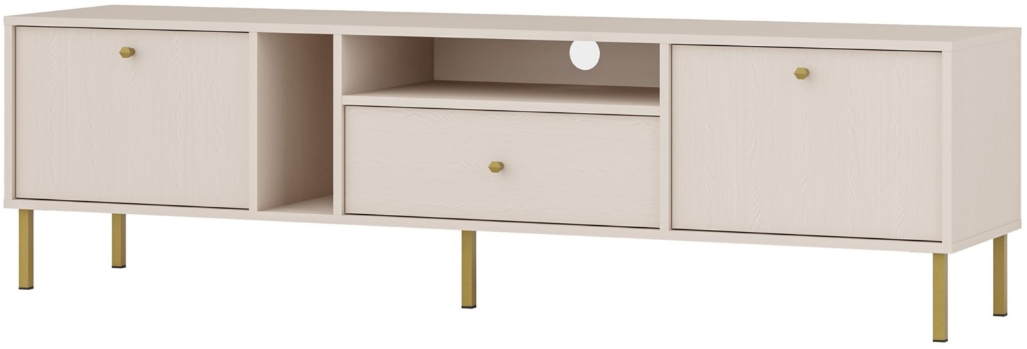 Selsey 'Oktio' TV-Möbel 2-türig mit Regalen und Schublade, sandbeige, ca. 50 x 180 x 41 cm Bild 1