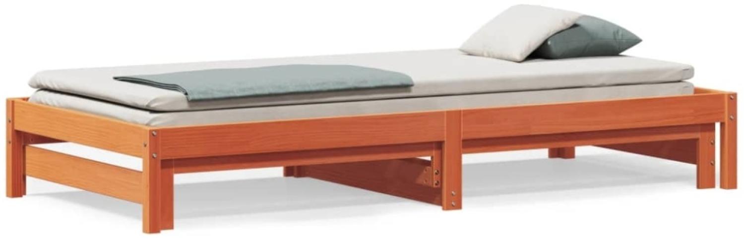vidaXL Tagesbett Ausziehbar Wachsbraun 90x200 cm Massivholz Kiefer 844402 Bild 1
