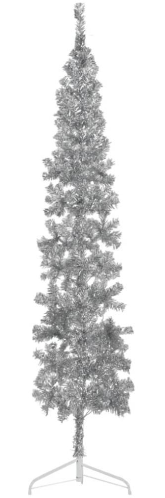 vidaXL Künstlicher Halb-Weihnachtsbaum Ständer Schlank Silbern 210 cm 344597 Bild 1