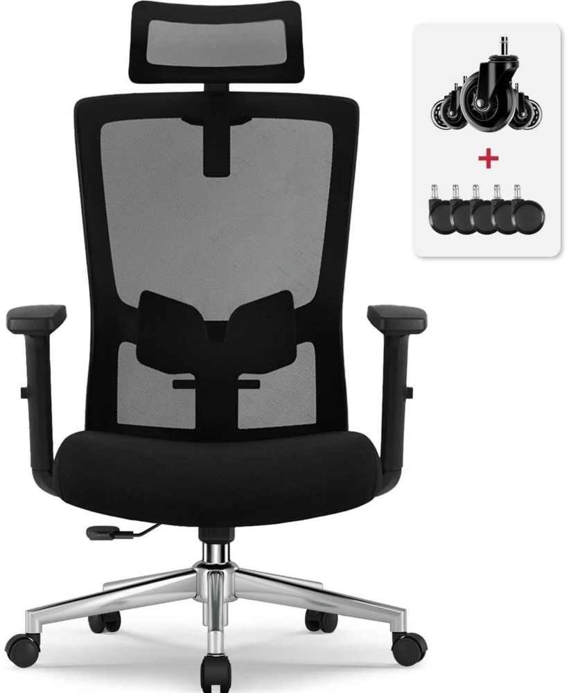 Bürostuhl Ergonomisch Verstellbarer Lendenwirbelstütze Armlehnen Kopfstütze Bild 1