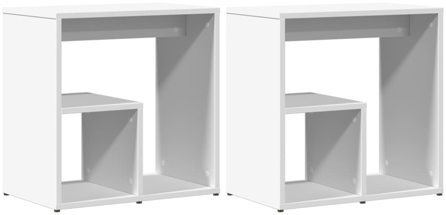 vidaXL Beistelltische 2 Stk. Weiß 50x30x50 cm Holzwerkstoff 840556 Bild 1