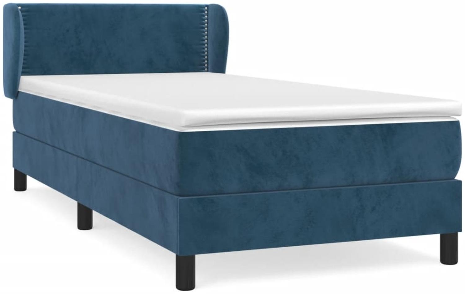 vidaXL Boxspringbett mit Matratze Dunkelblau 90x200 cm Samt 3127413 Bild 1