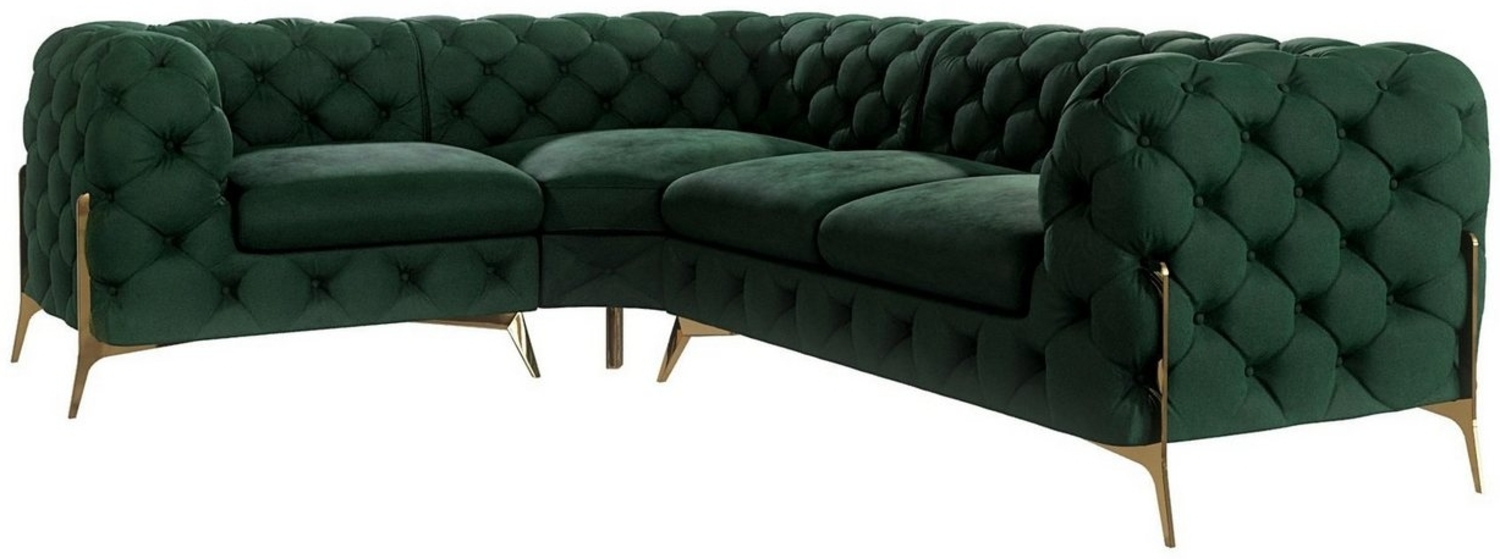 S-Style Möbel Ecksofa Chesterfield Ashley mit Goldene Metall Füßen, Die Eckeinheit kann entweder rechts- oder linkshändig sein, mit Wellenfederung Bild 1