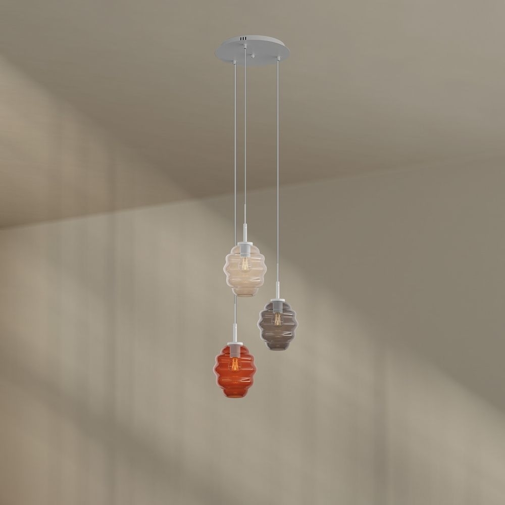 s.luce Echos Galerieleuchte 3-flammig Ø 40cm Baldachin Ø 18cm Braun, Klar, Rauch Bild 1