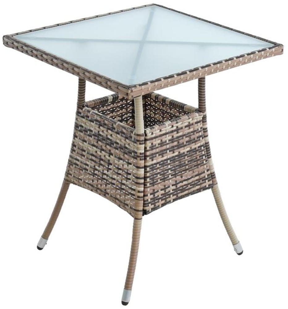 Polyrattan Balkontisch Rattan Tisch Beistelltisch Gartentisch 57 cm Beige-Braun Bild 1