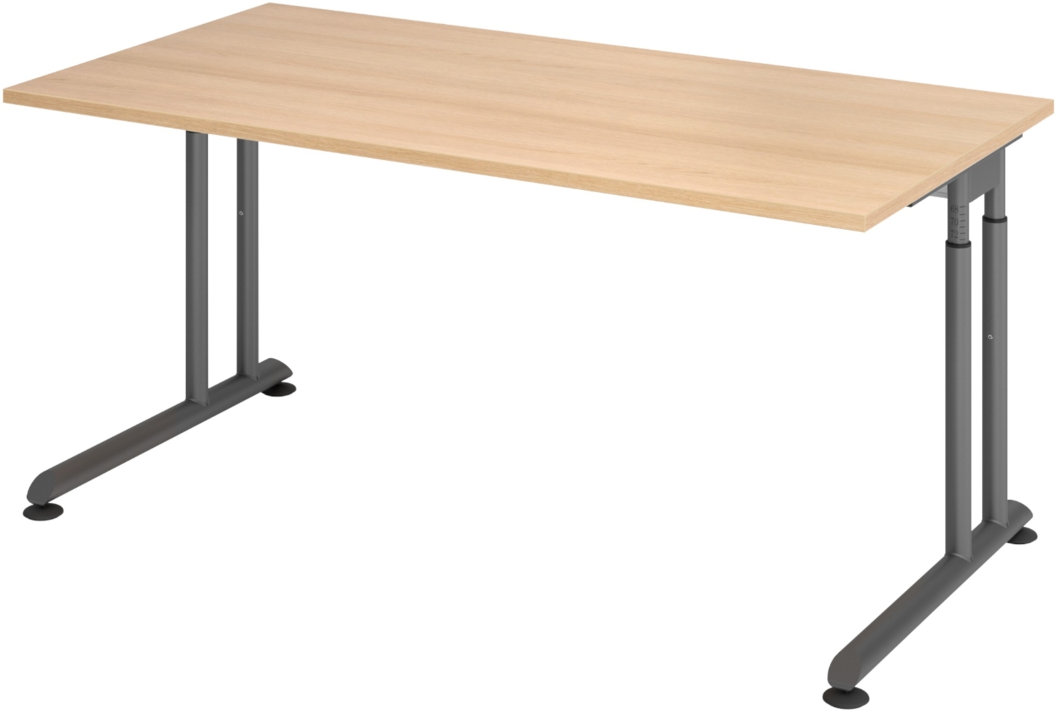 bümö höhenverstellbarer Schreibtisch Z-Serie 160x80 cm in Eiche, Gestell in Graphit - PC Tisch für's Büro manuell höhenverstellbar, Computertisch verstellbar, ZS-16-E-G Bild 1