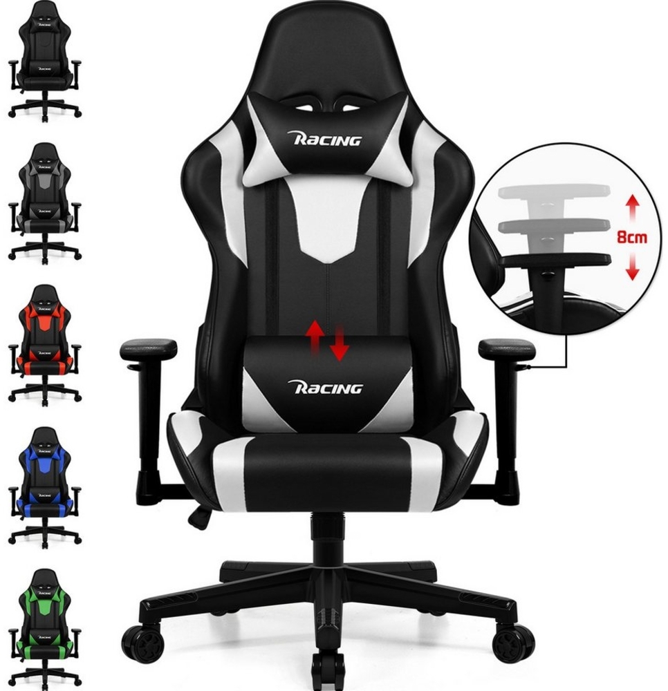 Adormii Gaming-Stuhl Gaming Stuhl ergonomisch Gaming Chair Bürostuhl verstellbare (Gaming Stuhl mit verstellbaren Lendenkissen, Armlehne und Kopfstütze, Gamer Stuhl Bequeme Sitzkissen), gepolsterter Gaming-Stuhl, mit Wippfunktion, bis 150 kg Belastbarkeit Bild 1