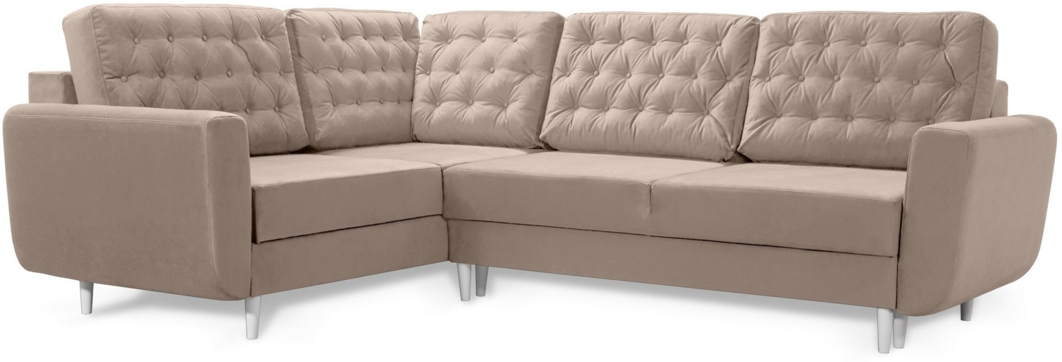 robin Sofa L-Form Sofa mit Schlaffunktion, 2 Bettkästen & Kissen beige (H 95 x T 250 x B 195 cm) Bild 1