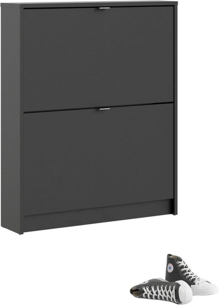 Schuhschrank mit zwei Türen, Farbe Schwarz, 70,3 x 85,2 x 16,55 cm Bild 1