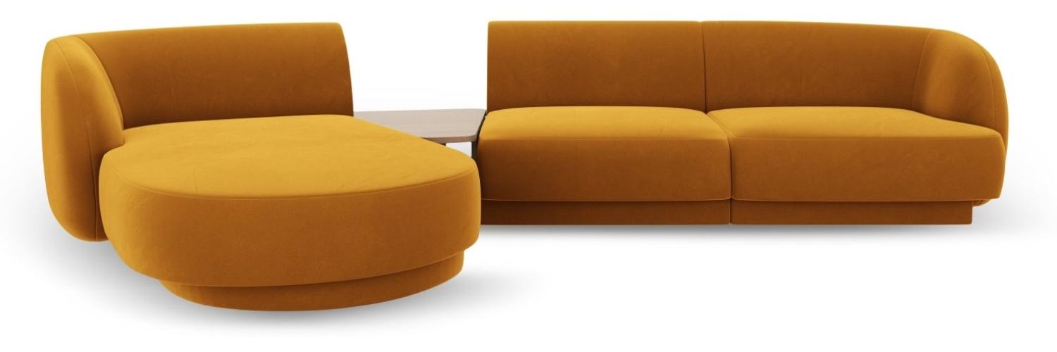 Micadoni Modulares Sofa Miley mit Recamiere 3-Sitzer Links Samtstoff Gelb Bild 1