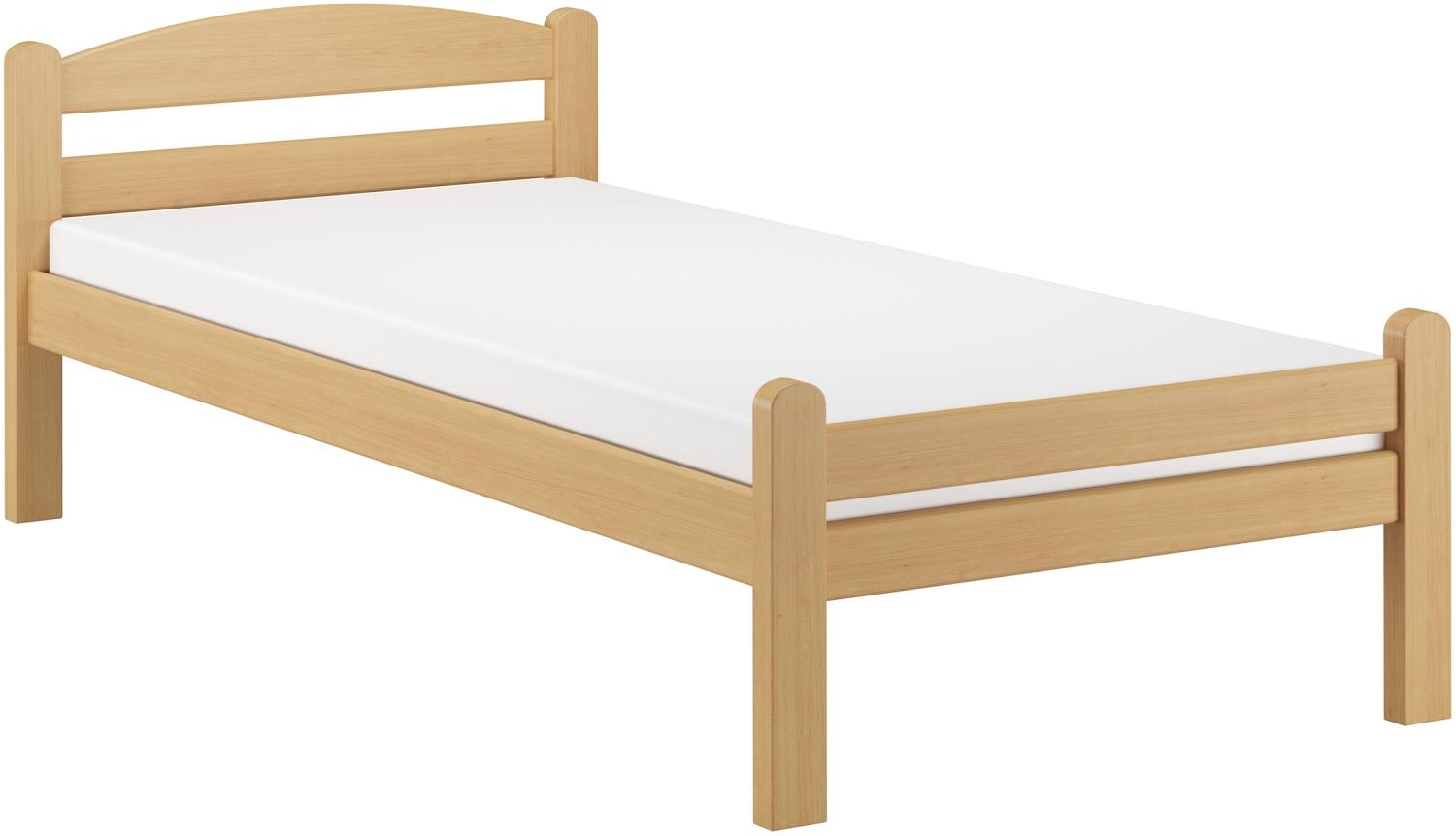 Einzelbett Buche massiv 80x200 Bettgestell V-60.45-08 Rollrost und Matratzen inkl. Bild 1