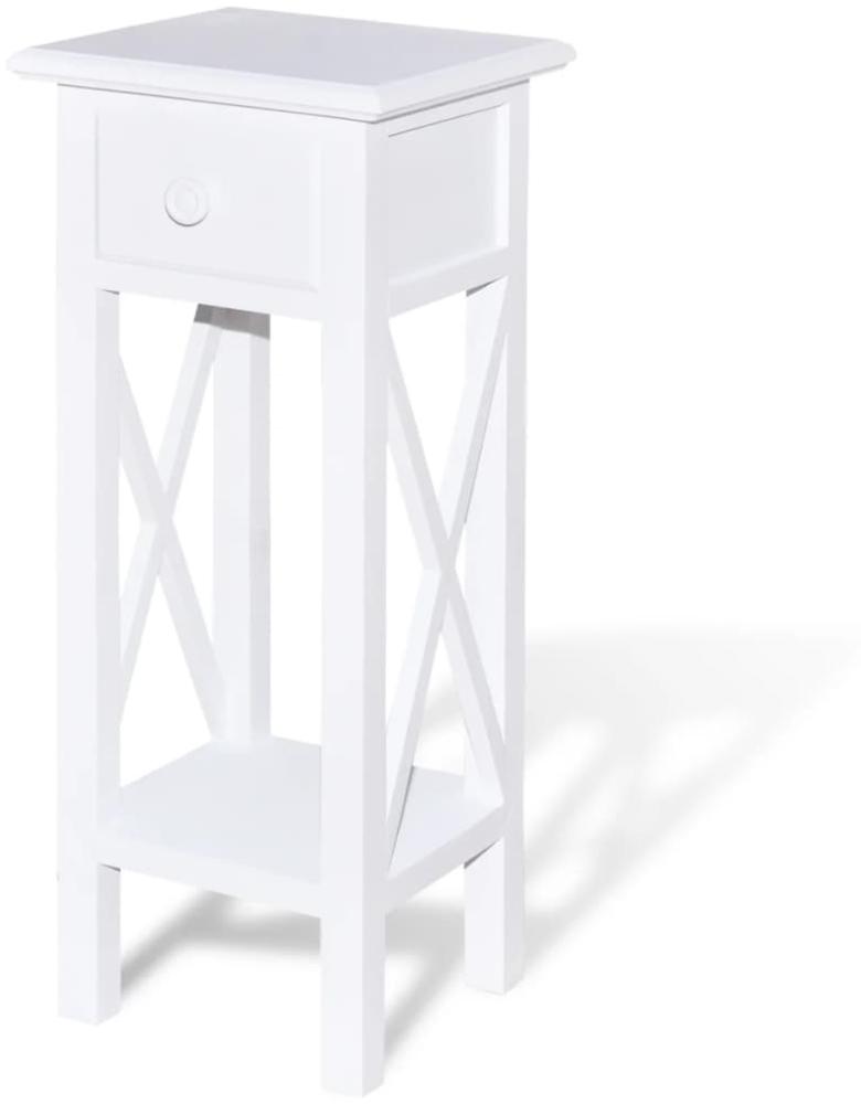 vidaXL Beistelltisch mit Schublade Weiß 241147 Bild 1