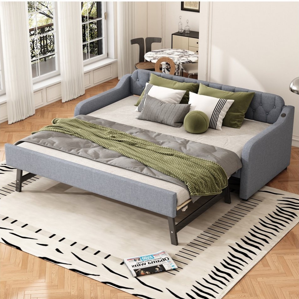 REDOM Schlafsofa Hausbett, mit ausziehbares Rollbett, USB-Anschluss, Tagesbett 90x200 cm, ohne Matratze Bild 1