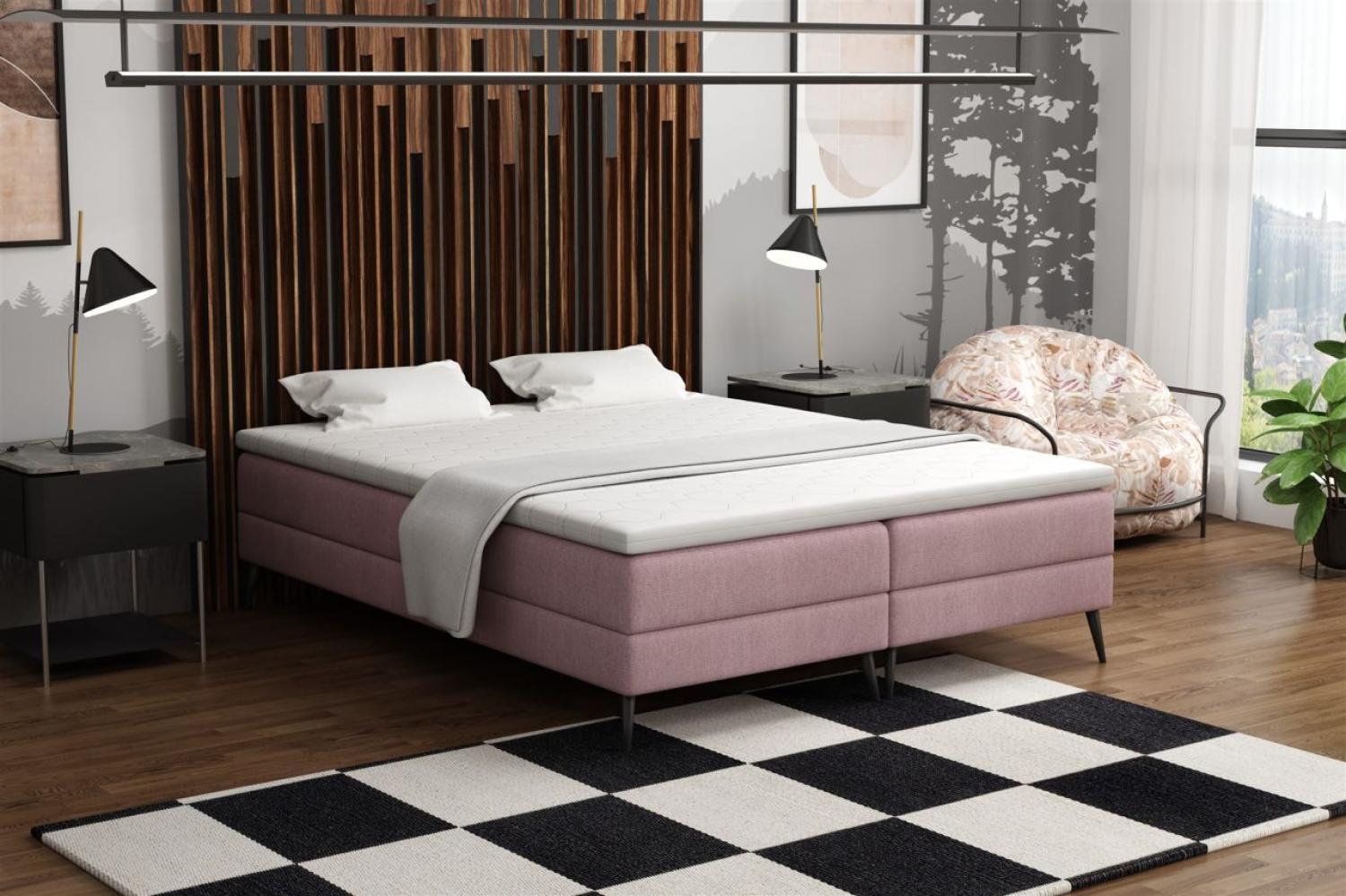 Boxspringbett Schlafzimmerbett BREST 200x200cm Stoff Soro Rosa Bild 1