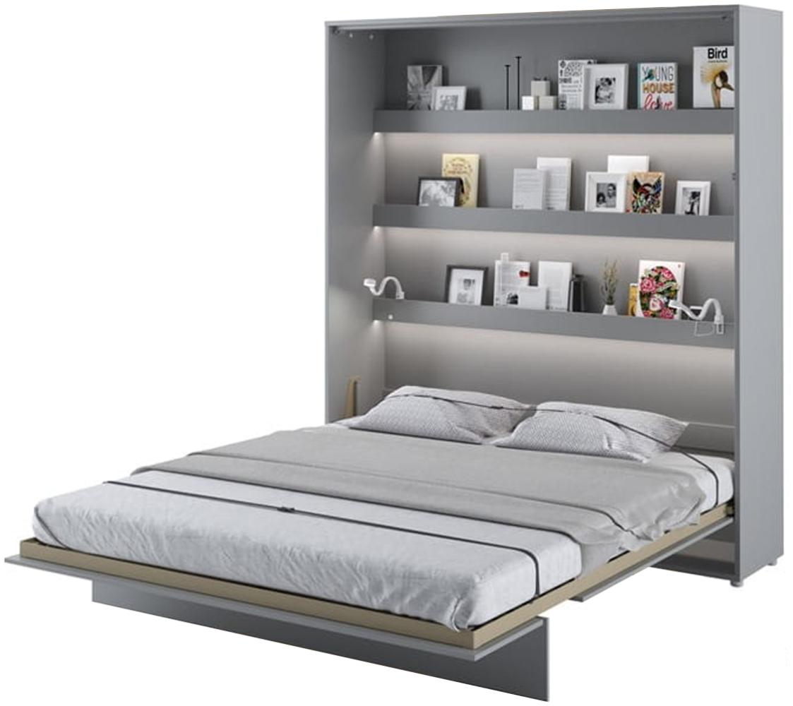 MEBLINI Schrankbett Bed Concept - BC-13 - 180x200cm Vertikal - Grau Matt - Wandbett mit Lattenrost - Klappbett mit Schrank - Wandklappbett - Murphy Bed - Bettschrank Bild 1