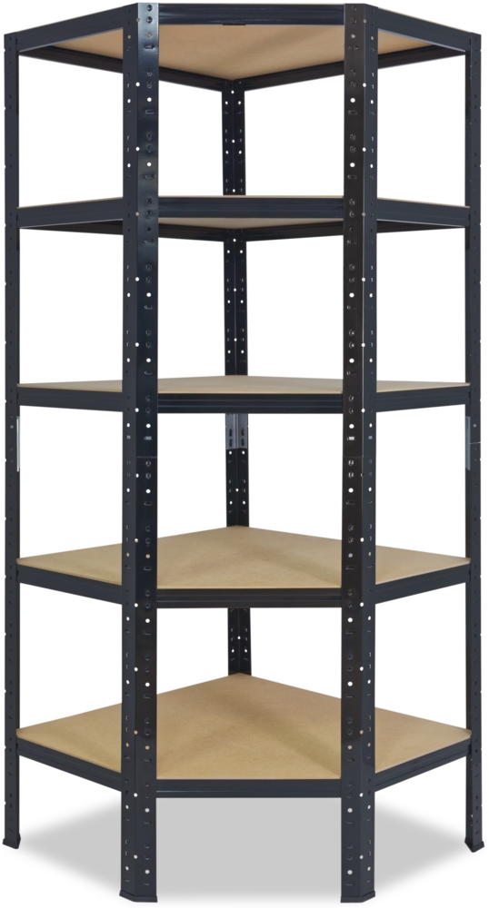 shelfplaza BLACK 180x80x50 cm Eckregal in schwarz mit 5 Böden und 175 kg Traglast pro Boden Bild 1
