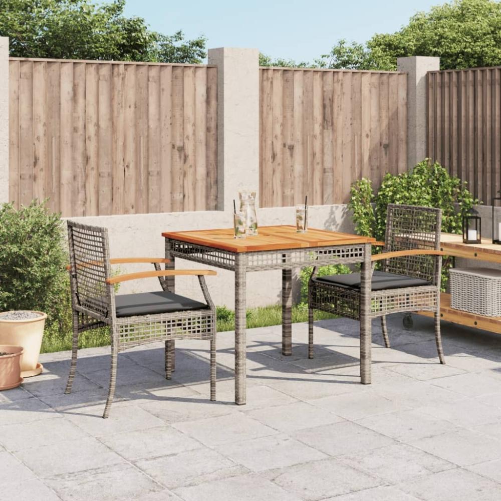 vidaXL 3-tlg. Garten-Essgruppe mit Kissen Grau Poly Rattan 3213569 Bild 1