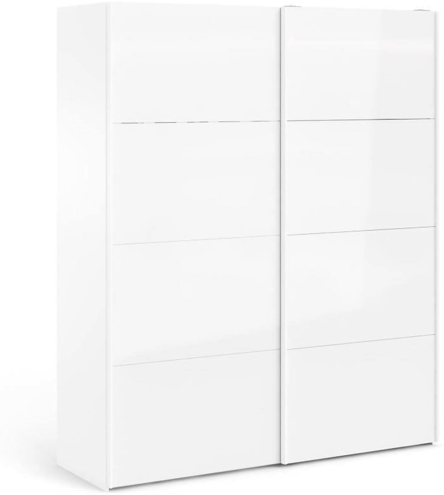 Dmora Kleiderschrank 2 Türen Badesse, Schlafzimmermöbel, Schrank, Garderobe, 182x62 h220 cm, Glänzendes Weiß Bild 1