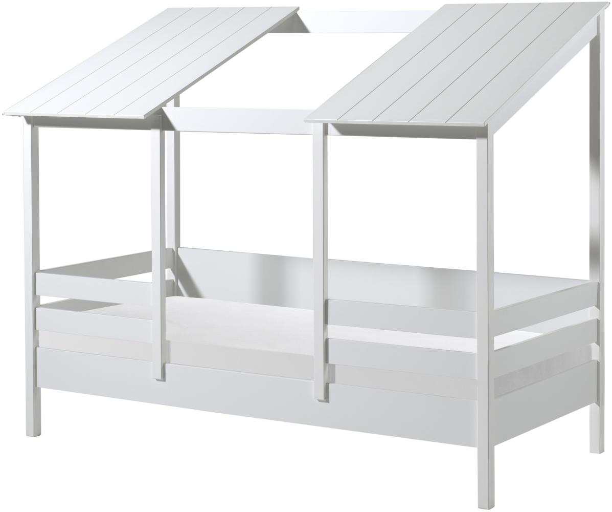 Hausbett >HAUSBETT< in Weiß aus Massiv Kiefer und MDF - 214,2x174x105,3 (BxHxT) Bild 1