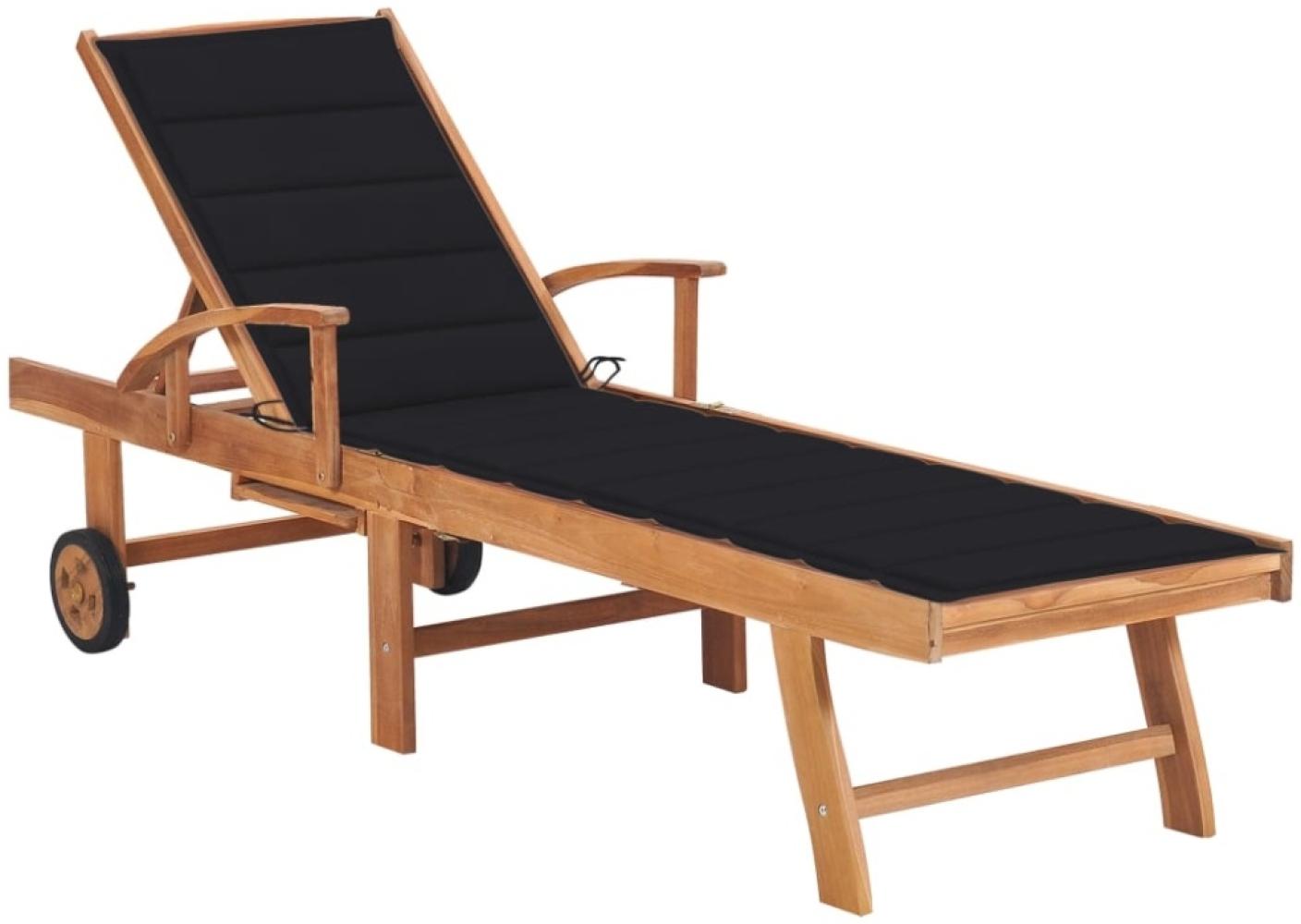 vidaXL Sonnenliege mit Auflage Schwarz Massivholz Teak 3063013 Bild 1