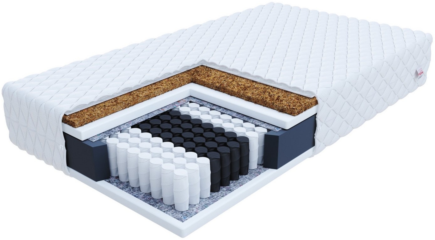 Taschenfederkernmatratze Kokos 80x200, 90x200 100x200 120x200 140x200 160x200 180x200 200x200cm, FDM, 18 cm hoch, (7-Zonen-Taschenfederkern passt sich punktgenau an jede Körperzone an, Zwei Härtegrade: H3 (mittel) & H4 (fest, mit Kokos-Schicht) wendbar... Bild 1