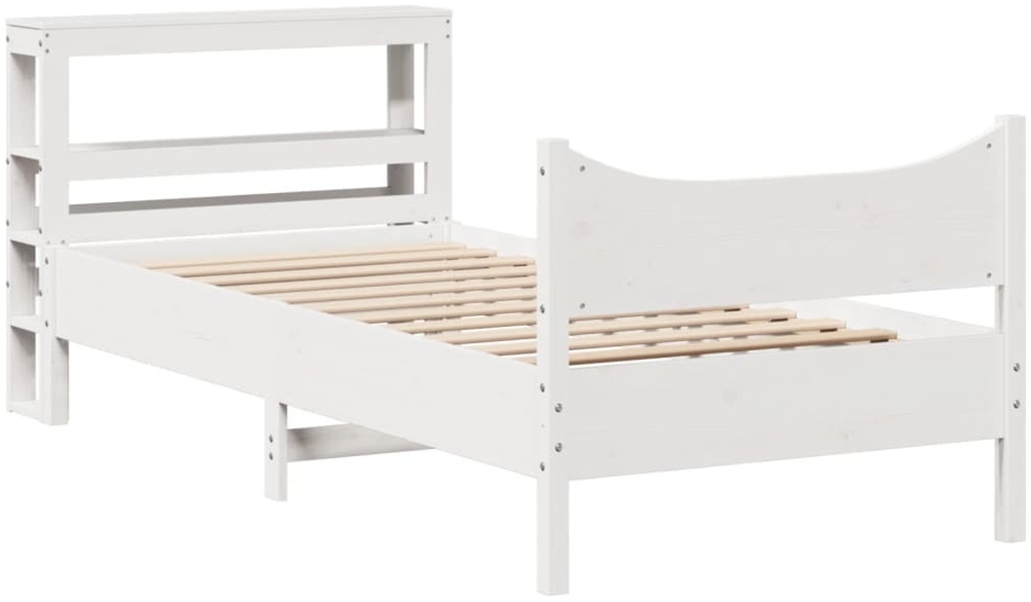 vidaXL Massivholzbett mit Kopfteil Weiß 90x200 cm Kiefer 3306313 Bild 1
