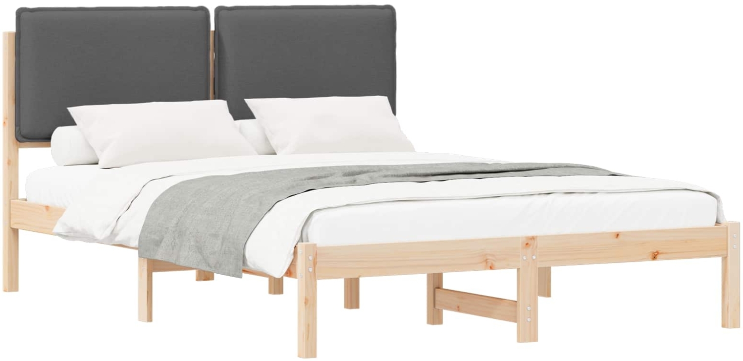 vidaXL Bettgestell mit gepolstertem Kopfteil Dunkelgrau 160 x 200 cm 877825 Bild 1