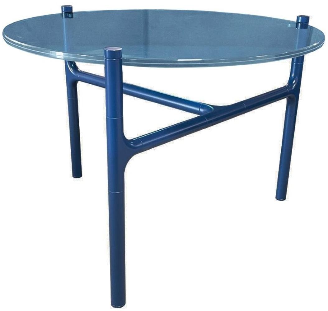 ROLF BENZ Couchtisch 915 Glas und Metall blau ø63 cm Bild 1