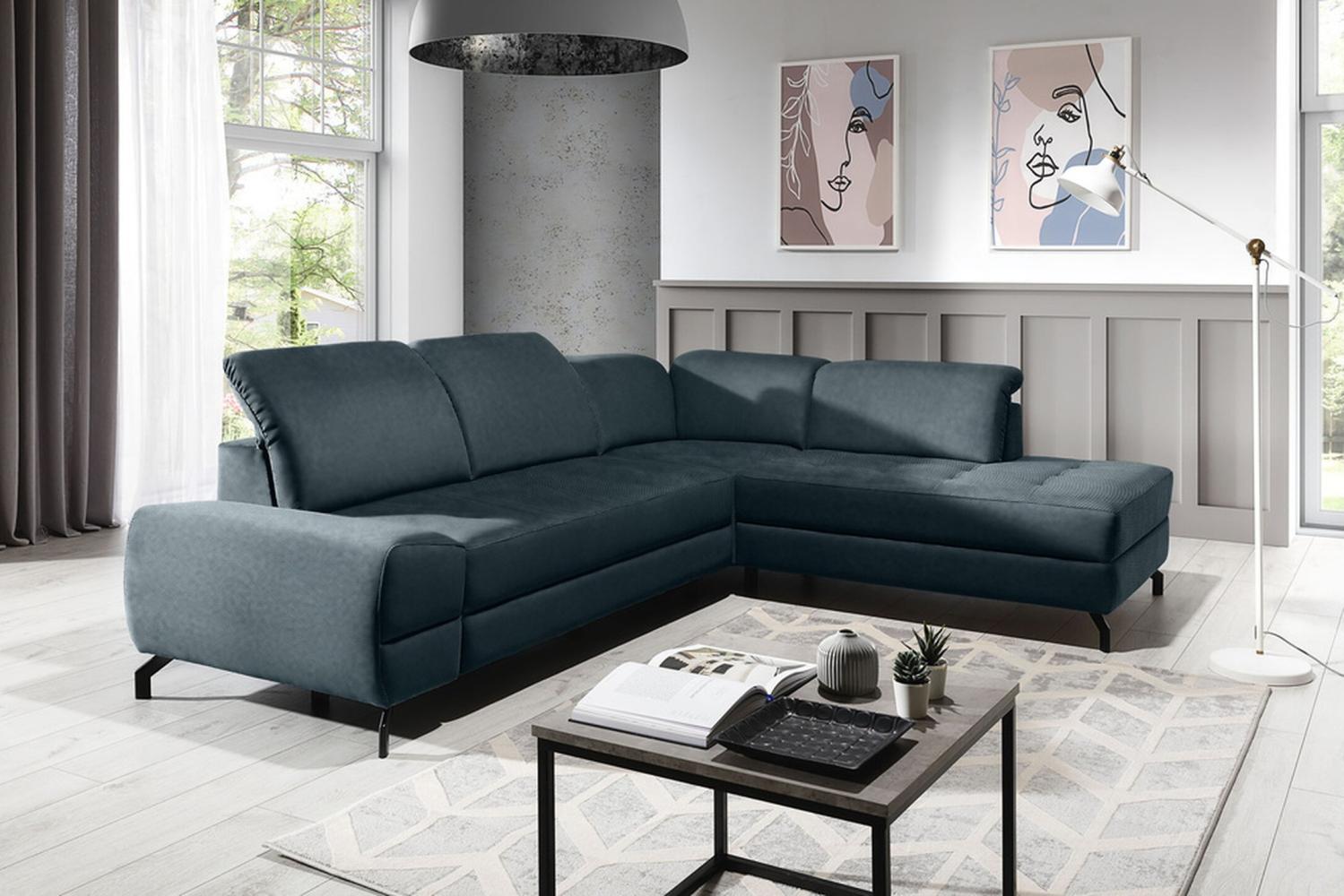 Stylefy Calcutta Ecksofa Strukturstoff INARI Türkis Rechts Bild 1
