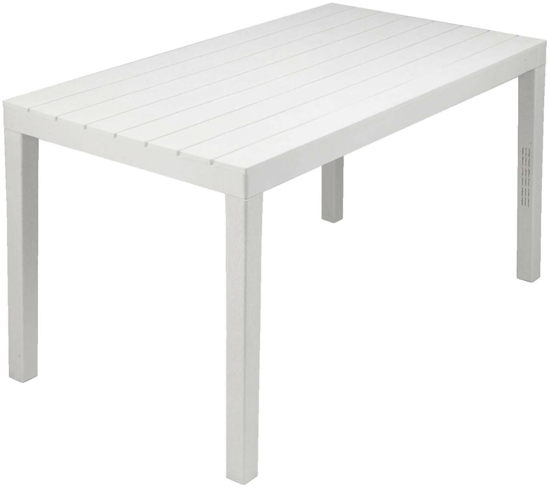 Dmora Außentisch Asar, rechteckiges Esszimmerregal, Mehrzweck-Gartentisch für drinnen und draußen, 100 % Made in Italy, 138 x 78 x 72 cm, Weiß Bild 1
