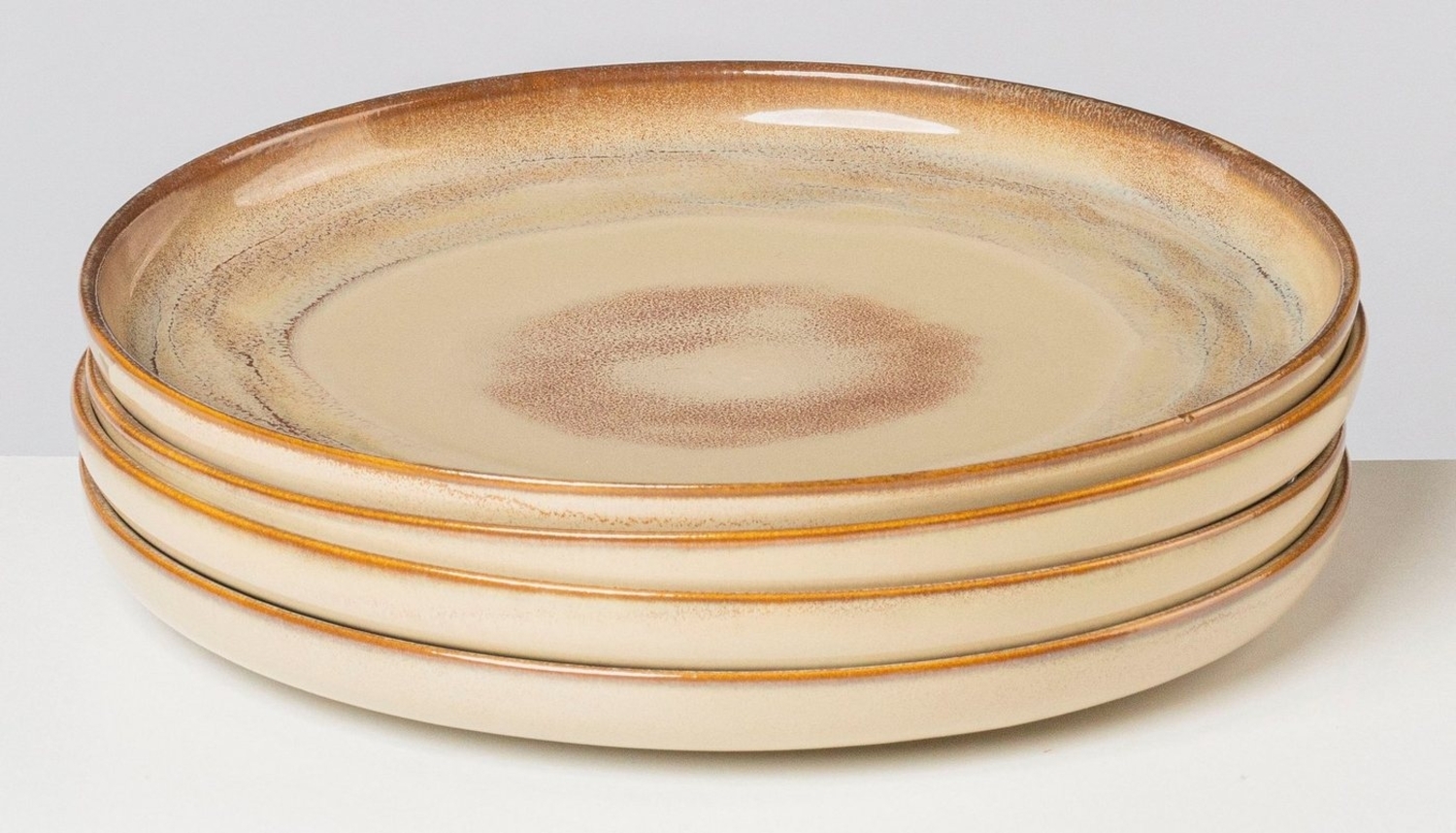 Gipfelstück Speiseteller Nebelwald, (4 St), Scandi-Style, glänzende Reaktivglasur, jedes Stück ein Unikat Bild 1