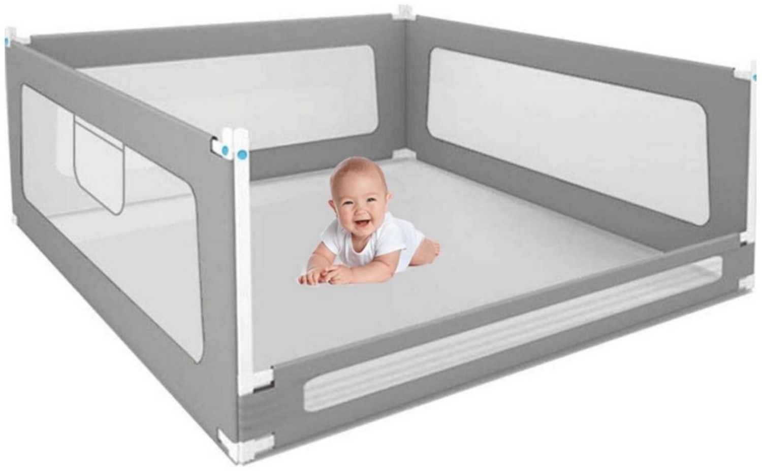 ibettertec Bettschutzgitter KinderBettgitter 150cm Vertikaler Aufzug für Alle Matratzen (Babybett Rausfallschutz), für Babys Universell Bild 1